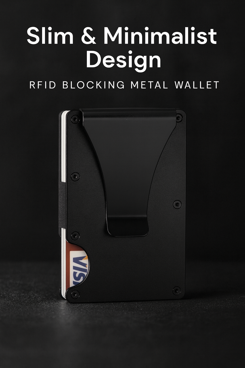 Slim Wallet For Men - Front Pocket RFID Blocking Minimalist Wallet For Men - Metal Wallet With Money Clip For Men