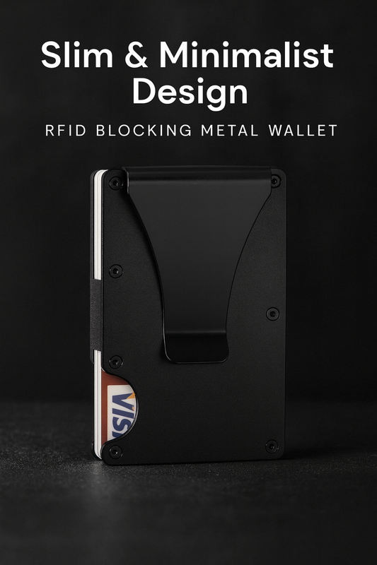Slim Wallet For Men - Front Pocket RFID Blocking Minimalist Wallet For Men - Metal Wallet With Money Clip For Men