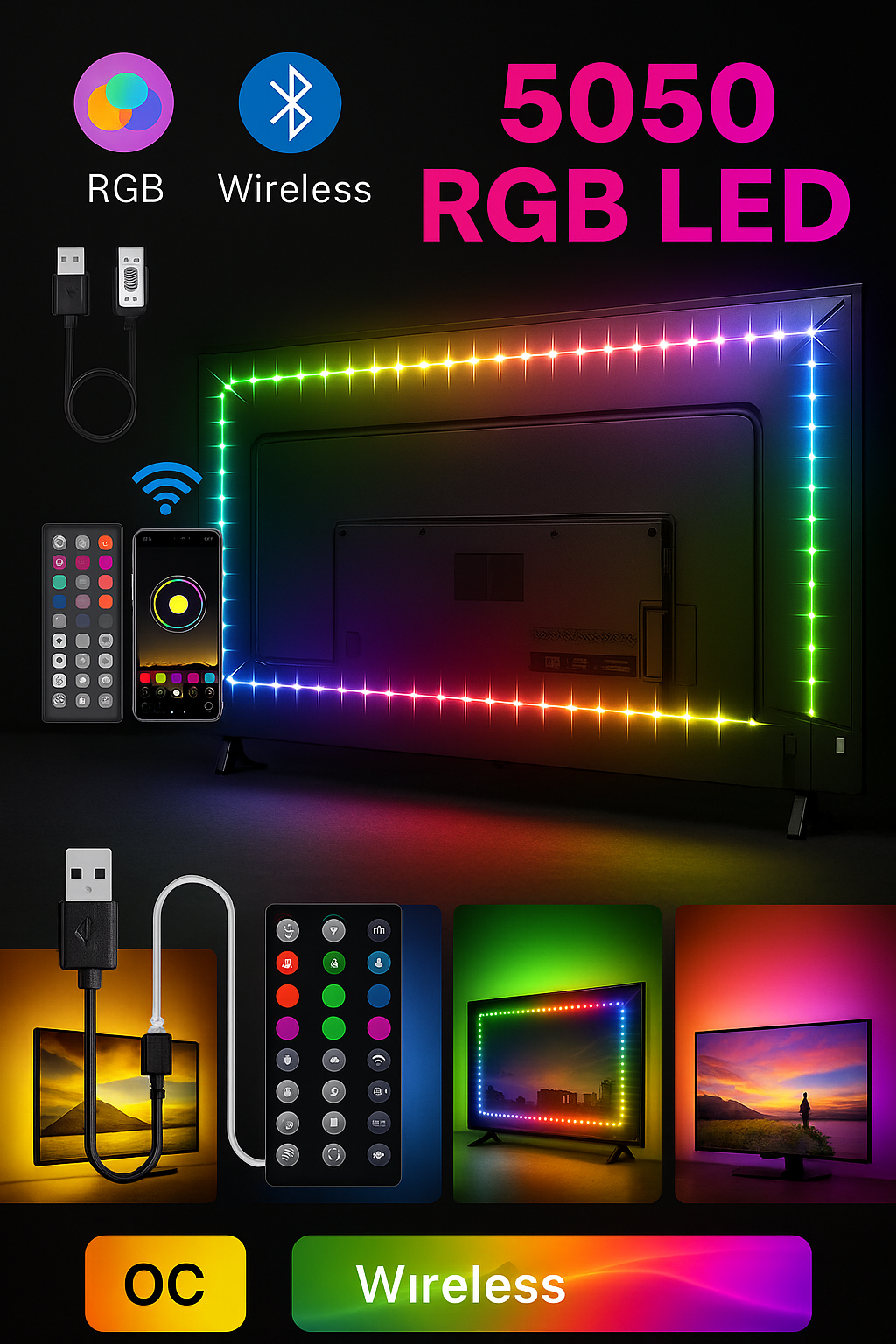 Usb Led Strip 5V 5050 Smart Led Light For Wall Room Bluetooth Wifi