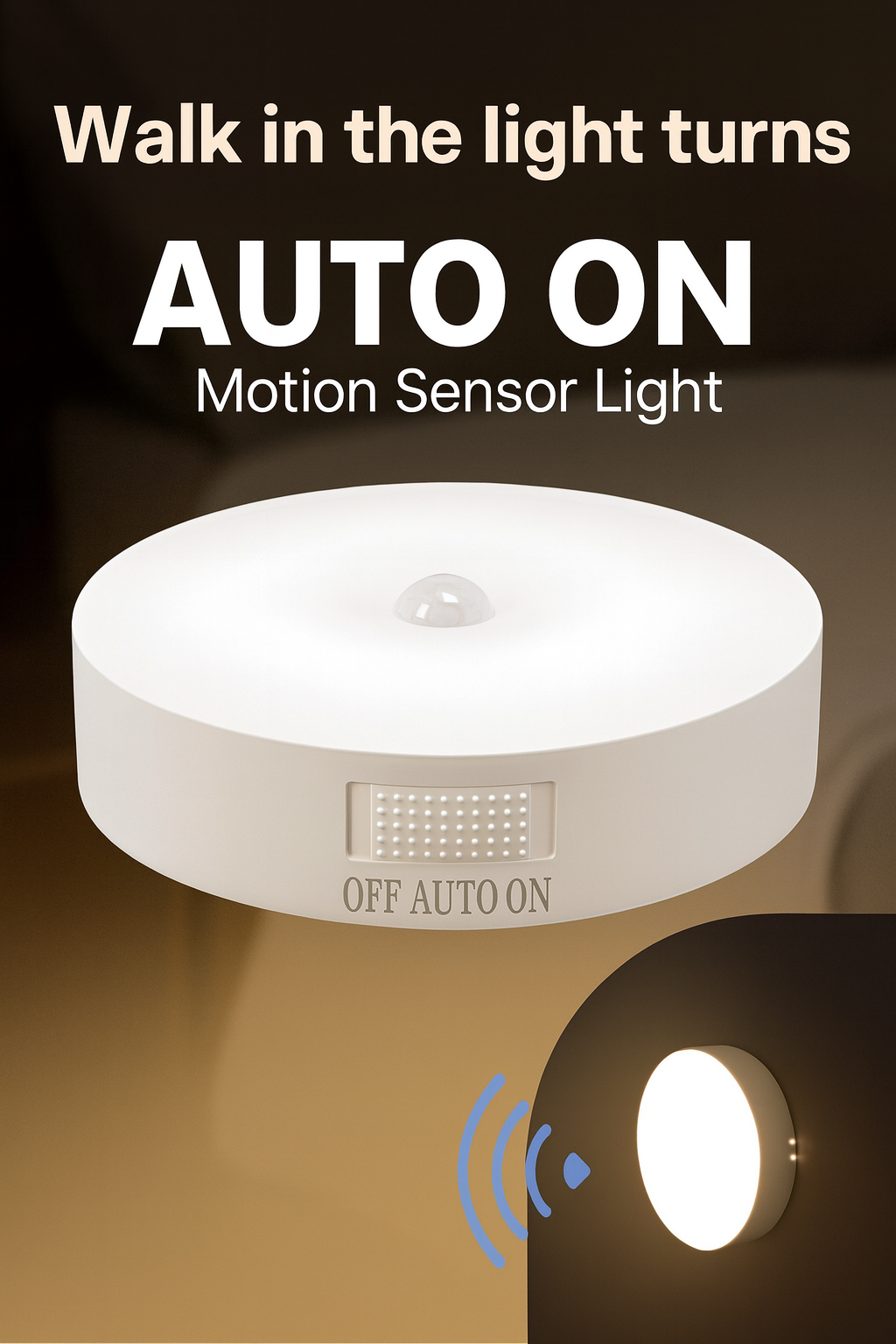 Motion Sensor Light USB Rechargeable Night Light LED Lamp for Kitchen Bedroom Stairs Hallway Cabinet Closet Wardrobe Nightlight