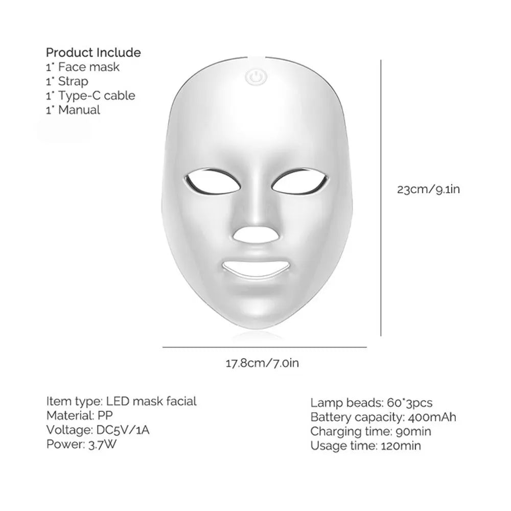 Wireless LED Mask 7 Color LED Face Mask Photon Skin Firming Anti Aging Rejuvenation Beauty Mask Machine