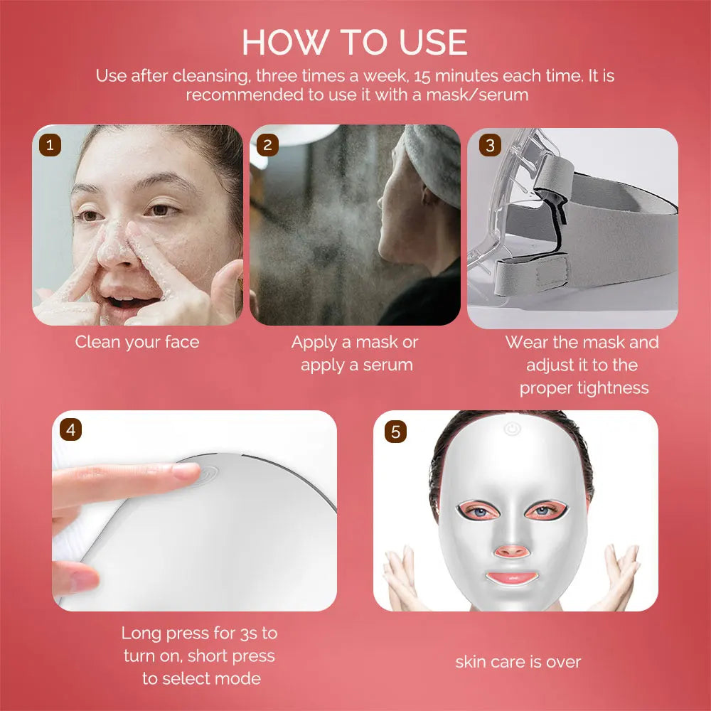 Wireless LED Mask 7 Color LED Face Mask Photon Skin Firming Anti Aging Rejuvenation Beauty Mask Machine