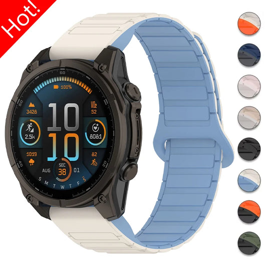 20mm 22mm 26mm Silicone Magnetic Strap for Garmin Fenix 8 7X 7 7Pro 7S 6X 6 6S 5X 5S Plus Forerunner 955 Enduro 2 Quick Fit Band