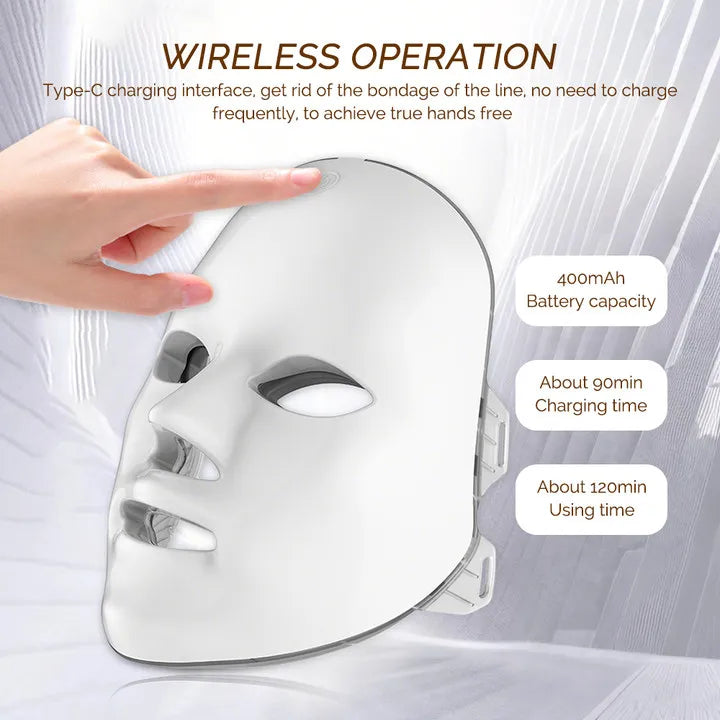 Wireless LED Mask 7 Color LED Face Mask Photon Skin Firming Anti Aging Rejuvenation Beauty Mask Machine