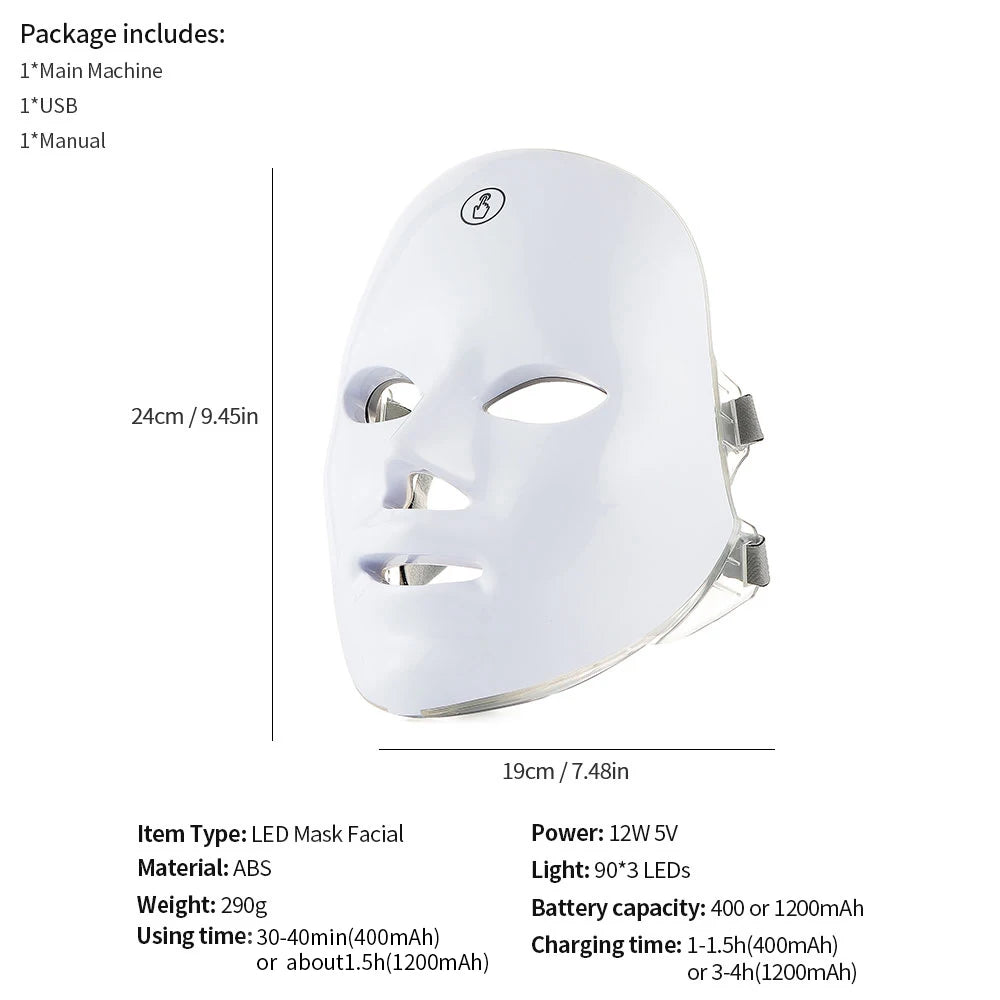 Wireless LED Mask 7 Color LED Face Mask Photon Skin Firming Anti Aging Rejuvenation Beauty Mask Machine